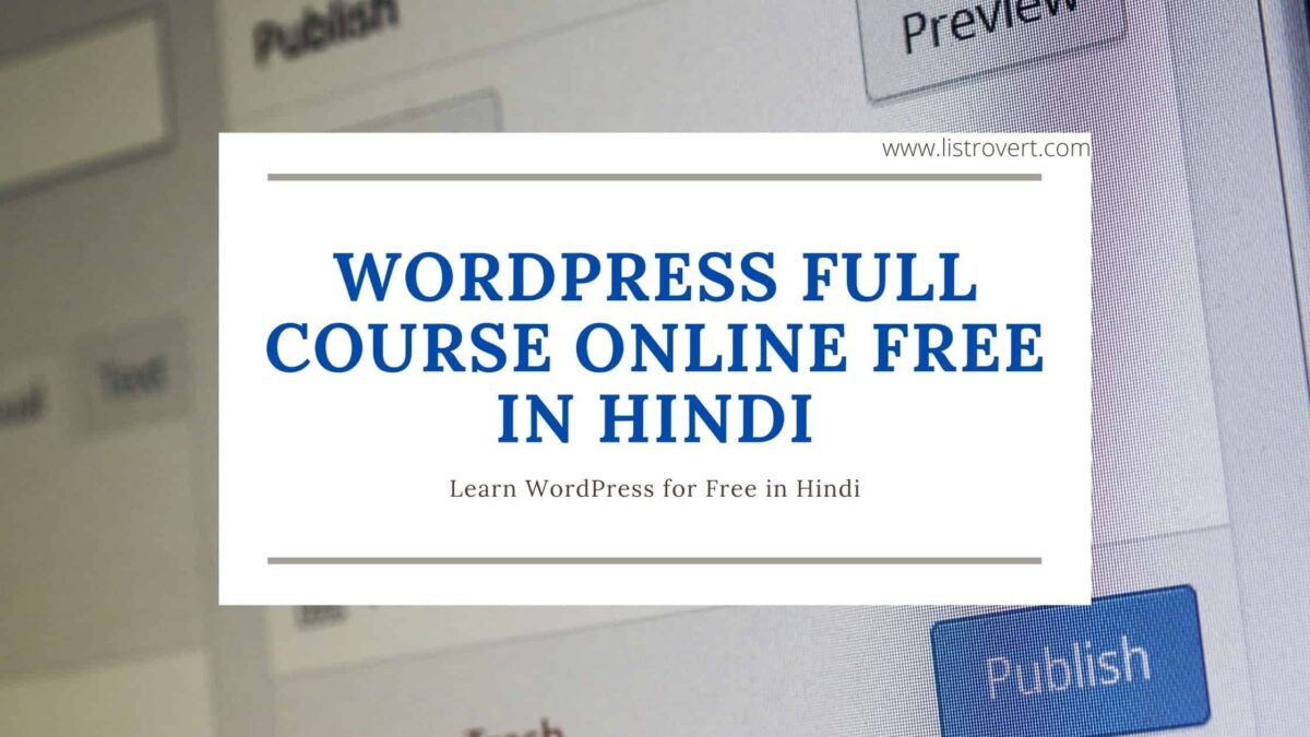WordPress online course free in Hindi