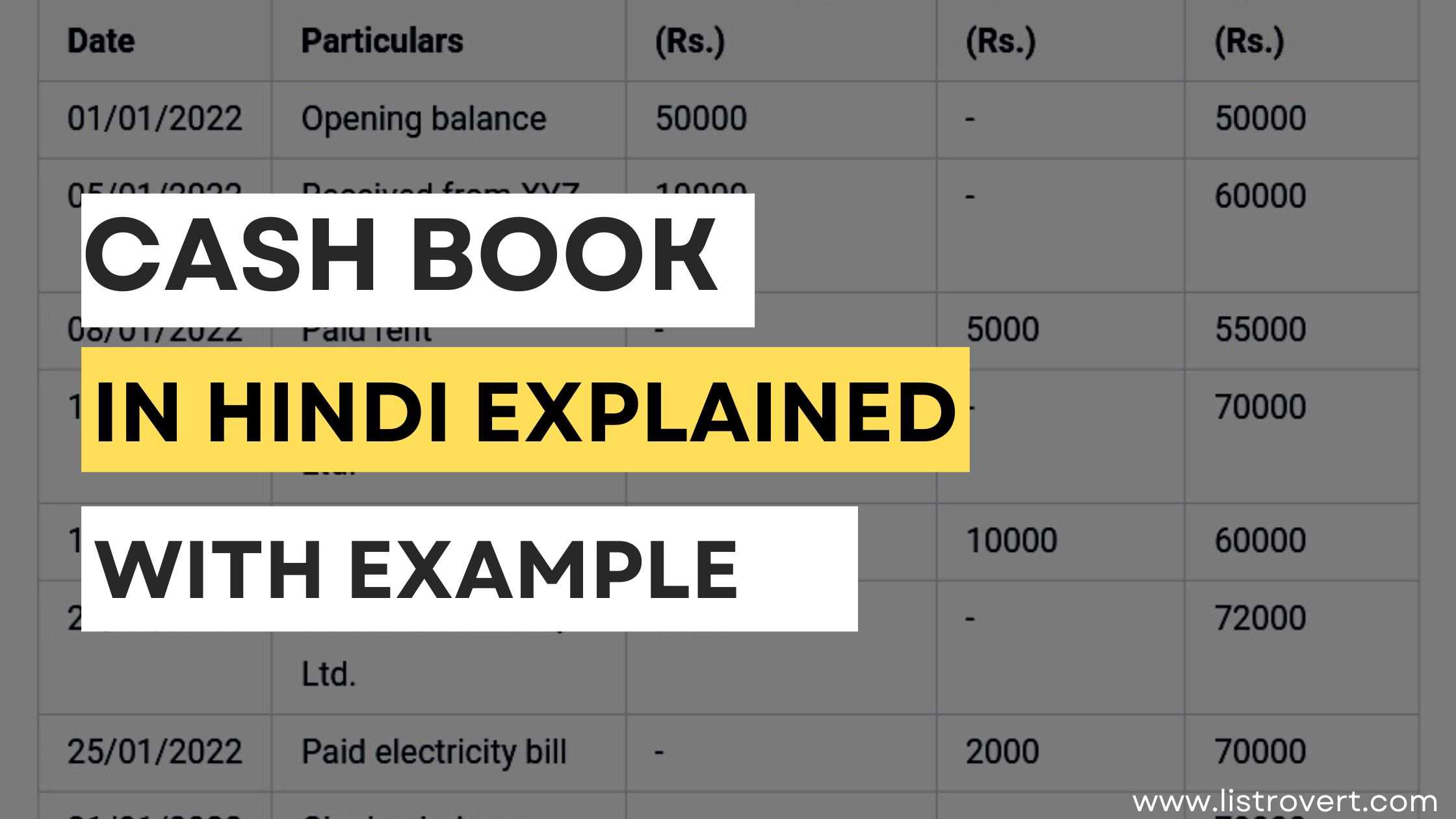 Cash book in Hindi